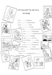 English Worksheet: Present Continuous with Tom and Jerry