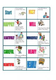 English Worksheet: Adjectives and adverbs domino