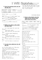 English Worksheet: Gloria Gaynor - I Will Survive