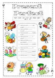 English Worksheet: PRESENT PERFECT - MATCHING ACTIVITY - FULLY EDITABLE