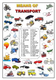 English Worksheet: Means of Transport (key is included)