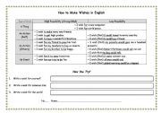 English Worksheet: Write 3 Wishes