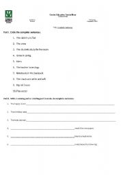 English worksheet: Complete sentences