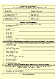 English Worksheet: Past simple questions and negative statements with BE and REGULAR verbs only