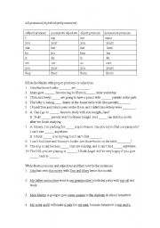 English Worksheet: pronouns(possessive/subject/object)