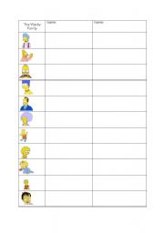 English worksheet: Table - family