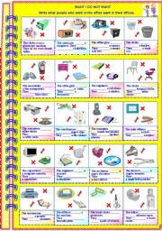 English Worksheet: What people who work in the office want or do not want in their offices - with answer key **fully editable