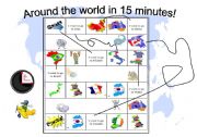 English Worksheet: Around the world in 15 minutes!