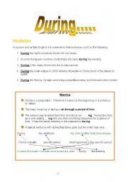 English worksheet: During