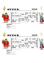 English worksheet: Superhero Madlib