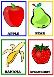 English Worksheet: Fruits flashcards set 1
