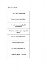 English Worksheet: ADVICE CARDS