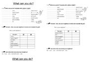 English Worksheet: What can you do?