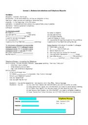 English worksheet: Introductions and telephone message taking