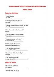 English Worksheet: Report speech and question tags