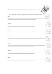 English worksheet: Colours