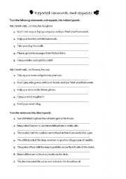 English Worksheet: Reported Commands and Requests