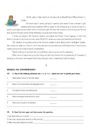 English Worksheet: daily routine