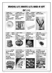 English Worksheet: A LOT OF ,MUCH AND MANY (BLACK & WHITE EDITION )