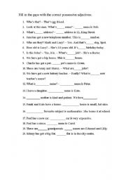 English Worksheet: Possessive pronouns