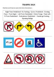 English Worksheet: traffic sign