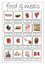 English Worksheet: Food & Meals Pictionary