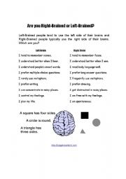 English Worksheet: Left/Right brained