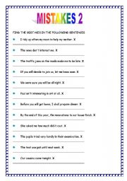 English Worksheet: MISTAKES