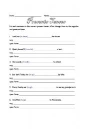 English worksheet: Simple Present Tenses