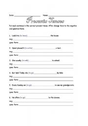 English Worksheet: Simple Present Tenses