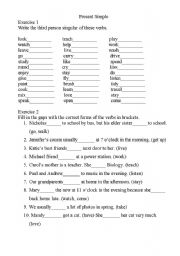 English Worksheet: Present Simple practise affirmative sentences only