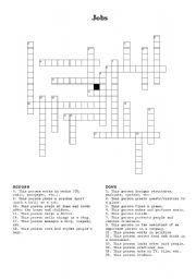 English Worksheet: Jobs crossword