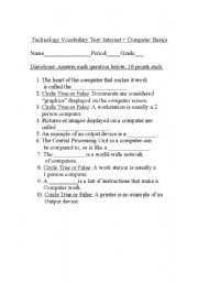 English worksheet: Technology Vocab. Test