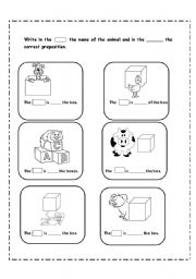 English Worksheet: prepositions of place  with animals