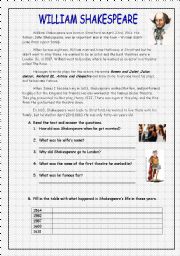 English Worksheet: William Shakespeare