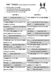 English Worksheet: Past tenses tandem activity