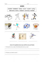 English worksheet: Sports