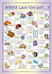 English Worksheet: Where can you buy...?