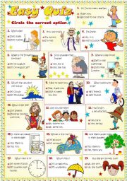 English Worksheet: EASY QUIZ