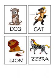 English Worksheet: Animals flash-cards part 1