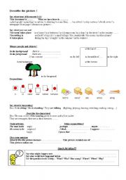 English Worksheet: Describing pictures