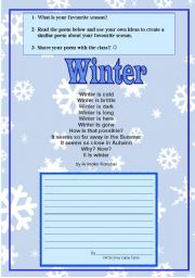 English Worksheet: Poem - Winter