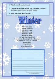 English worksheet: Poem - Winter