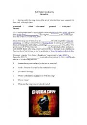 English Worksheet: 21st century breakdown by Green Day