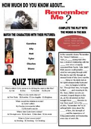 English Worksheet: How much do you know about REMEMBER ME?