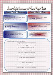 English Worksheet: Present Perfect Continuous and Present Perfect Simple