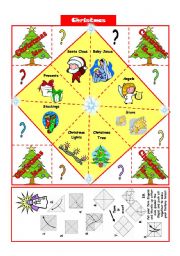 English Worksheet: Christmas vocabulary- Fortune Teller + B&W version