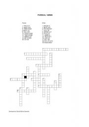 English worksheet: phrasal verbs crossword puzzle