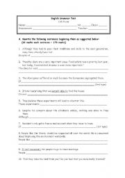 English Worksheet: grammar test