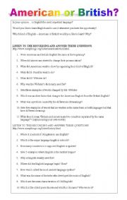 English Worksheet: American or British English